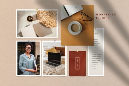 Stylish Girl at her Workplace Mood Board Design Template