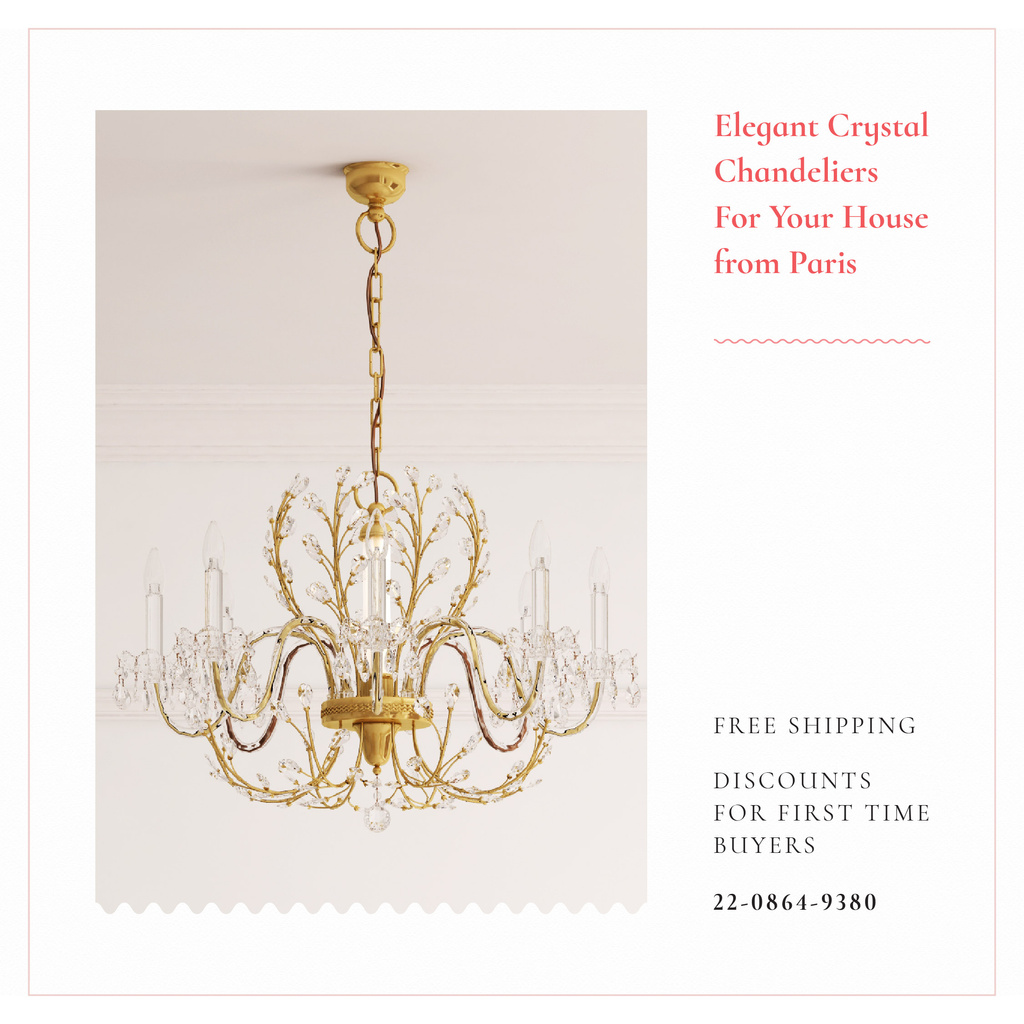 Elegant crystal Chandelier offer Instagram AD Design Template