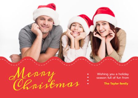 Merry Christmas Greeting Family in Santa Hats Card Šablona návrhu