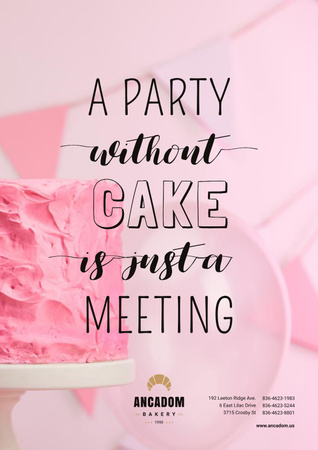 Platilla de diseño Party Organization Services with Cake in Pink Poster