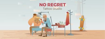 Plantilla de diseño de Tattoo Studio Ad with Man Getting Tiger Tattoo Facebook Video cover 