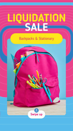 Back to School Sale Stationery in Pink Backpack Instagram Story Design Template