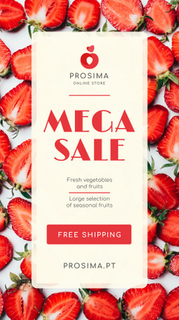 Template di design Groceries Store Sale Ripe Red Strawberries Instagram Story
