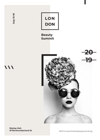 Girl in sunglasses and flowers at Beauty Summit Invitation Tasarım Şablonu