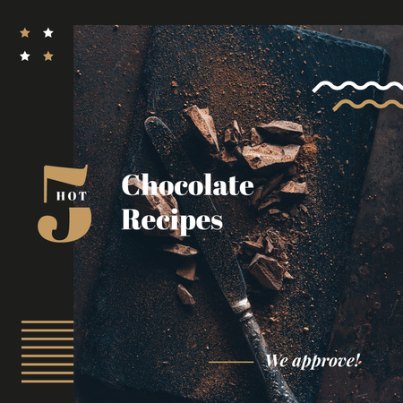 Dessert Recipes dark Chocolate pieces Instagram AD Design Template