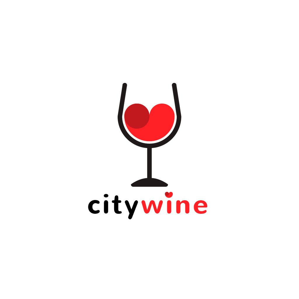 Wine Guide with Red Heart in Glass Logo Tasarım Şablonu