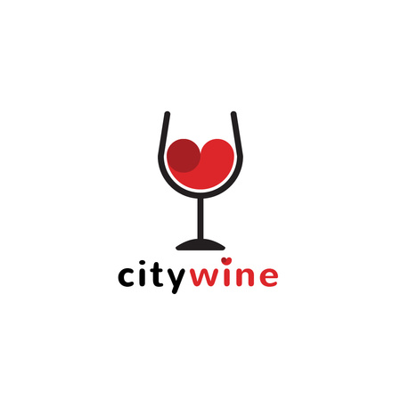 Wine Guide with Red Heart in Glass Logo Design Template