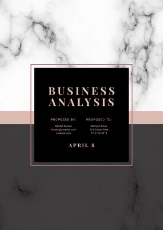 Ontwerpsjabloon van Proposal van Business Analysis services offer on Marble pattern