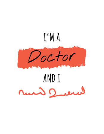 Template di design frase divertente sulla scrittura a mano dei medici T-Shirt