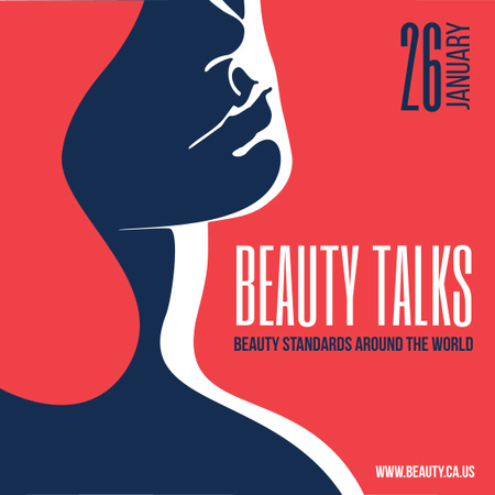 Beauty talks Ad with Woman Silhouette Instagram Design Template
