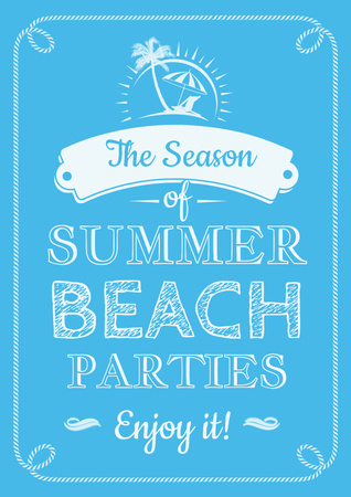 Summer beach parties season on blue Poster Design Template