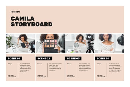 Beauty blogger filming content Storyboard Design Template