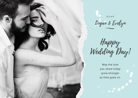 Wedding Greeting Tender Embracing Newlyweds in Blue Card Šablona návrhu
