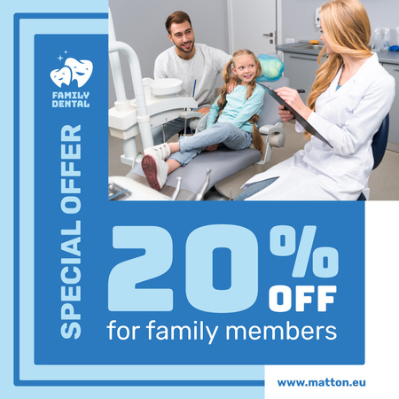 Dental Clinic Promotion Father and Daughter at Checkup Instagram Design Template