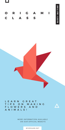 Ontwerpsjabloon van Graphic van Origami Classes Invitation Paper Bird in Red