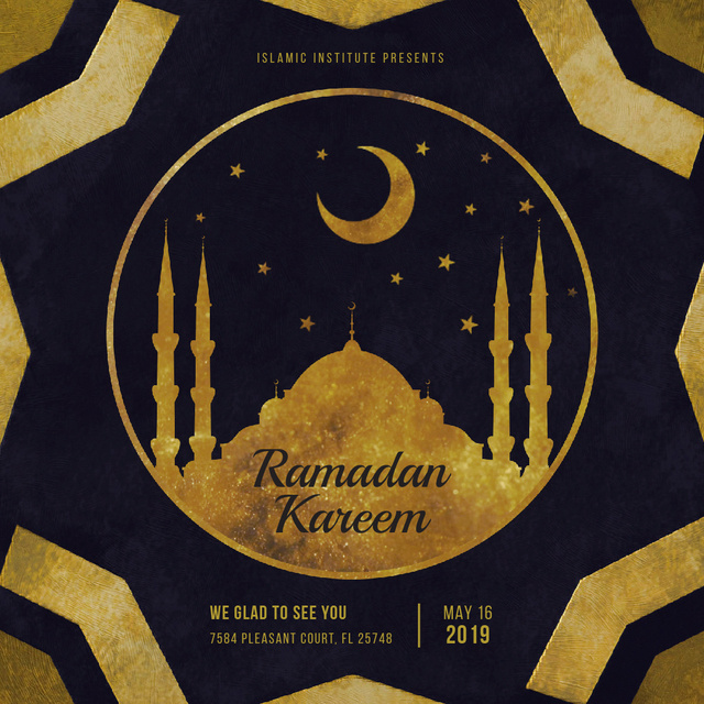 Ontwerpsjabloon van Animated Post van Golden mosque under new moon