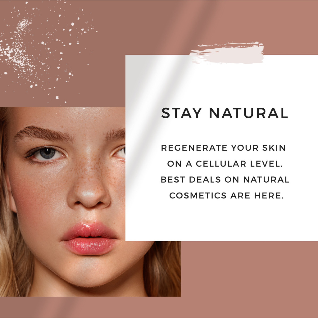 Ontwerpsjabloon van Instagram van Cosmetics Offer with Girl without makeup