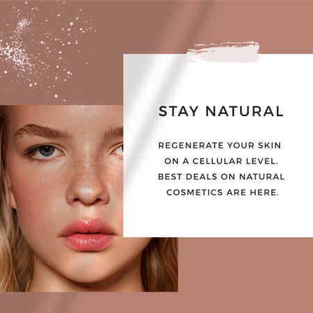 Plantilla de diseño de Cosmetics Offer with Girl without makeup Instagram 