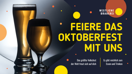 Oktoberfest Offer Beer in Glasses FB event cover Design Template