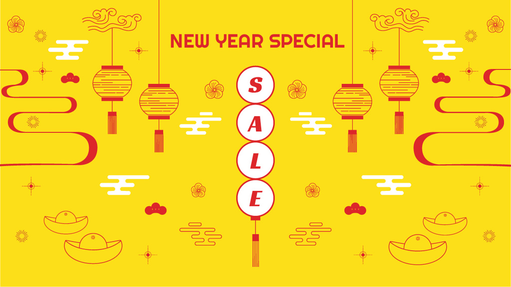 New Year Sale Chinese Style Attributes Title Tasarım Şablonu