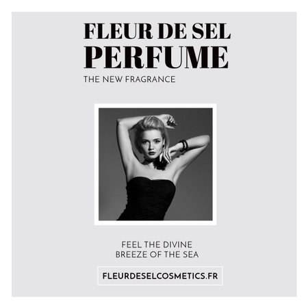 Perfume ad with Fashionable Woman in Black Instagram AD Design Template