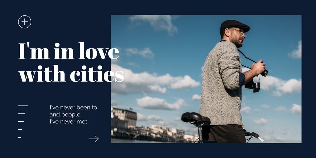 Man with Camera on Bike in City Image – шаблон для дизайна