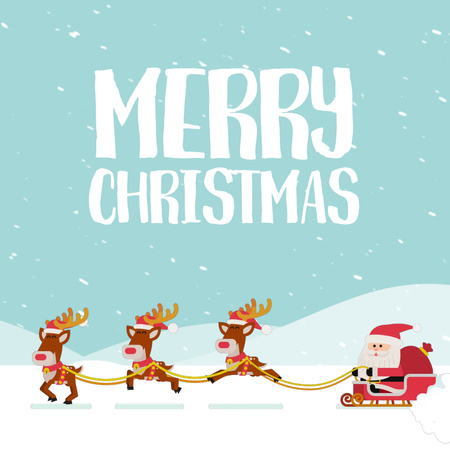 Santa riding in sleigh on Christmas Animated Postデザインテンプレート