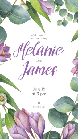Plantilla de diseño de Wedding Invitation in Frame with saffron flowers Instagram Story 