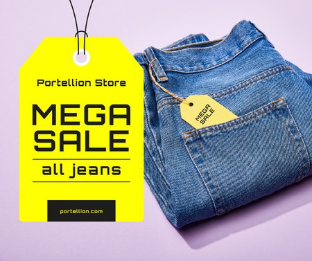 Fashion Sale Blue Jeans with Tag Facebook Design Template