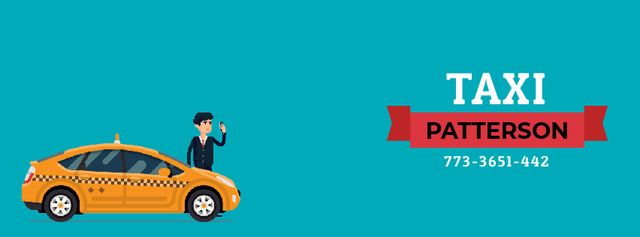 Man calling taxi by phone Facebook Video cover Design Template