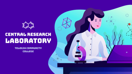 Laboratory Research Female Scientist Working on Laptop Full HD video Design Template