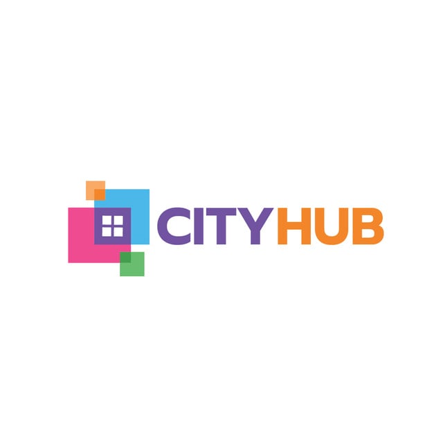 City Hub Window Concept Logo Design Template