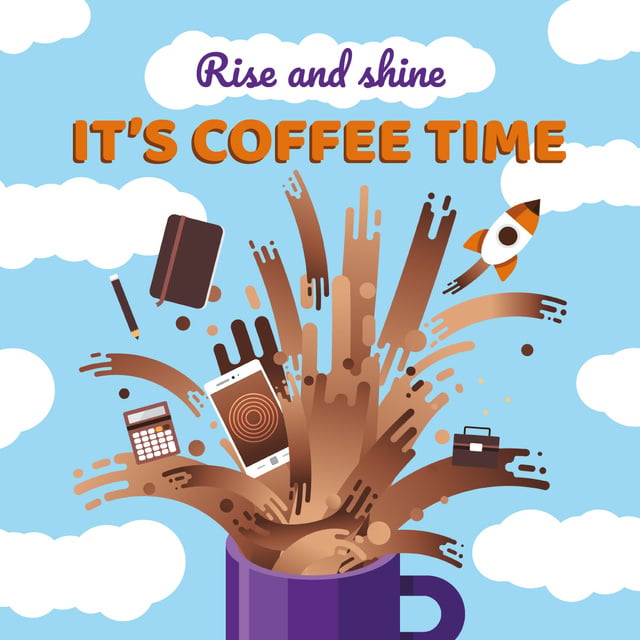 Ontwerpsjabloon van Instagram AD van Creative icons in Coffee splash