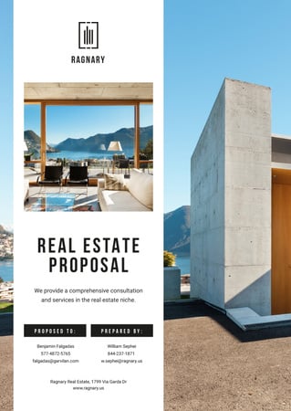 Template di design Offerta immobiliare con edificio moderno Proposal