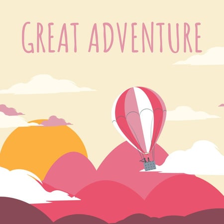 Hot Air Balloon Flying Adventure Animated Post Design Template