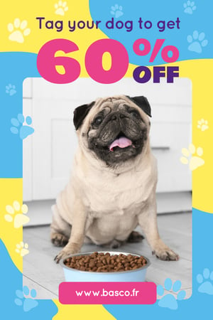 Pet Supplies Sale with Pug by Dog Food Pinterest Design Template