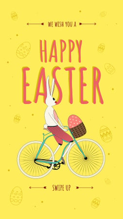 Easter Bunny riding bicycle with Egg Instagram Story Design Template