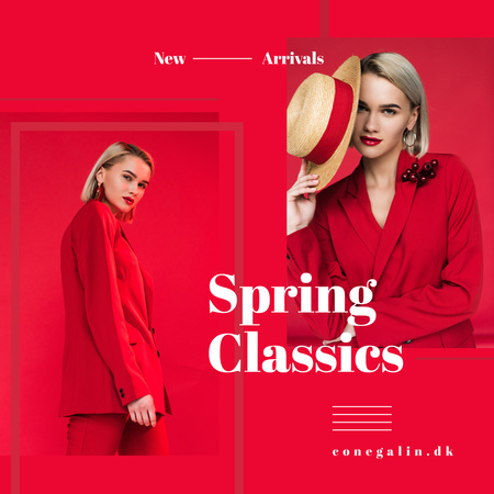 Stylish Women in Red Outfit Instagram Design Template