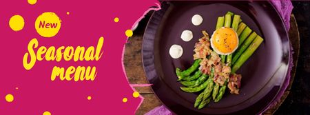 Seasonal Menu offer with green asparagus Facebook cover – шаблон для дизайну