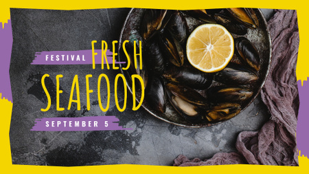Mussels served with lemon FB event cover Design Template