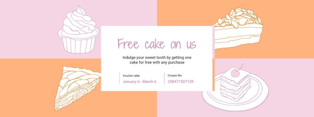 Sweets Offer with Cakes Sketches Coupon – шаблон для дизайну