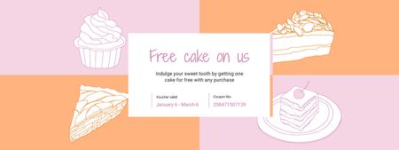 Sweets Offer with Cakes Sketches Couponデザインテンプレート