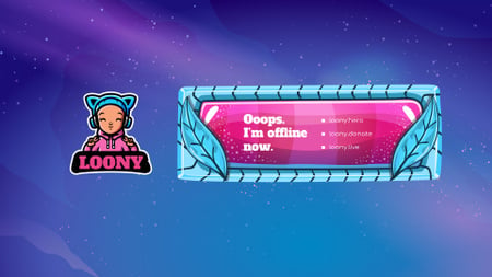 Game Stream with Cute Girl in headphones Twitch Offline Banner – шаблон для дизайну