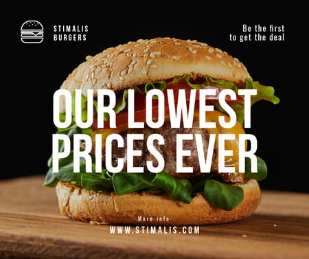 Template di design Fast Food Offer with Tasty Burger Facebook
