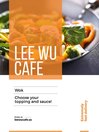 Wok menu promotion with asian style dish Poster US Πρότυπο σχεδίασης