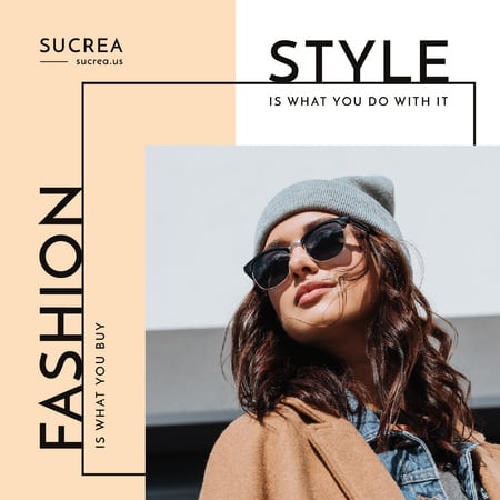 Style Quote Woman in Winter Outfit and Sunglasses Instagram Tasarım Şablonu