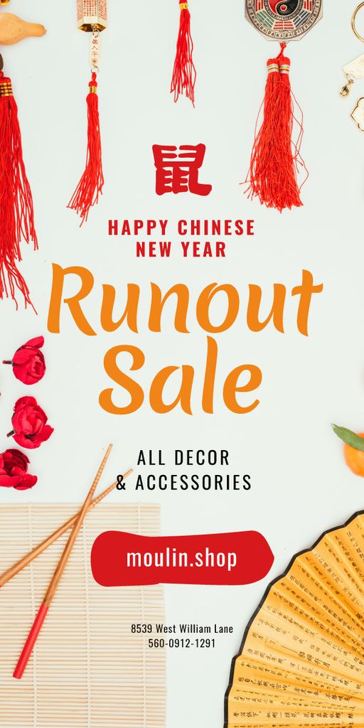 Chinese New Year Sale Asian Symbols Graphic Design Template