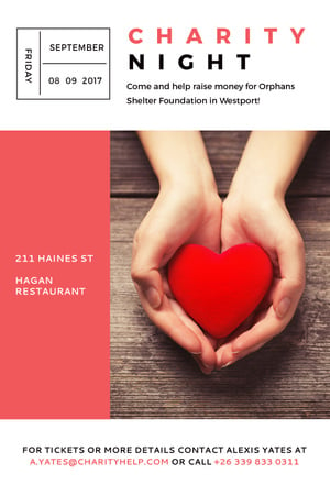 Ontwerpsjabloon van Tumblr van Charity event Hands holding Heart in Red