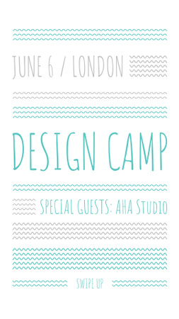 Design camp announcement on Blue waves Instagram Story Design Template