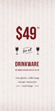 Drinkware Sale Glass with red wine Graphic Design Template